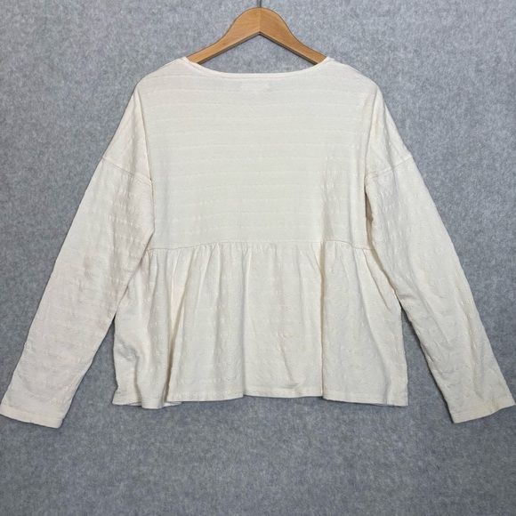 Madewell Long Sleeve Babydoll Relaxed Fit Top-Cream White Jacquard-Women Medium - Picture 8 of 9